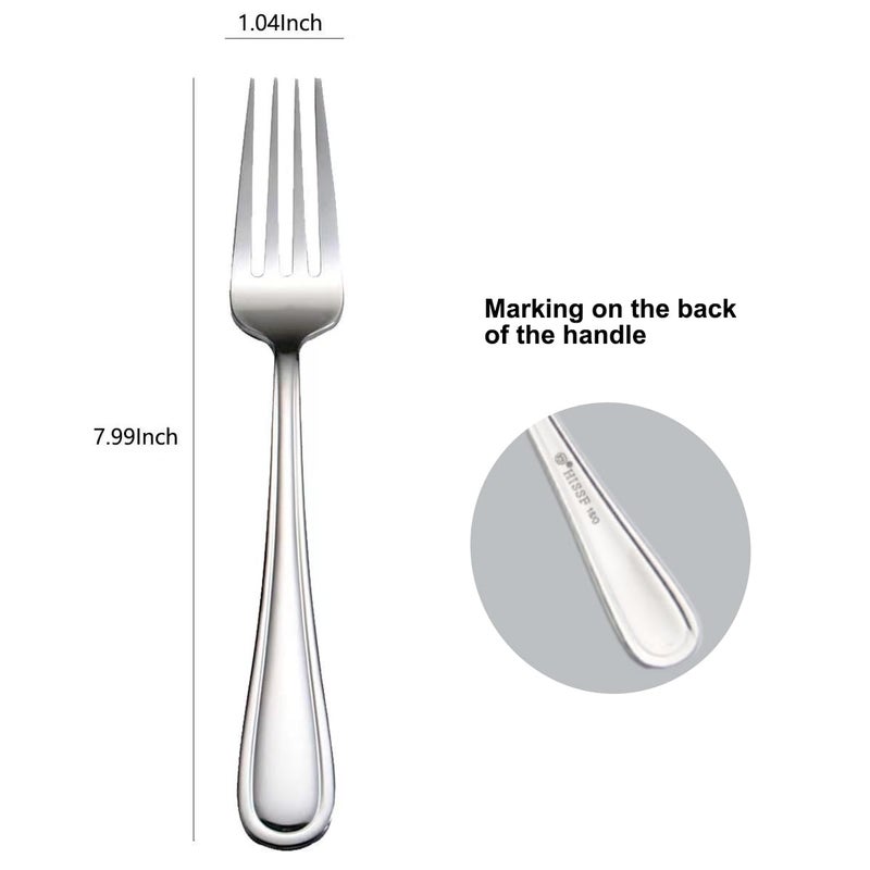 HISSF Table Forks Dinner Forks Stainless Steel 18/0 of Forks 6 Pcs for Home, Kitchen Restaurant, Dishwasher Safe, 7.99 Inches, Silver - Image 2
